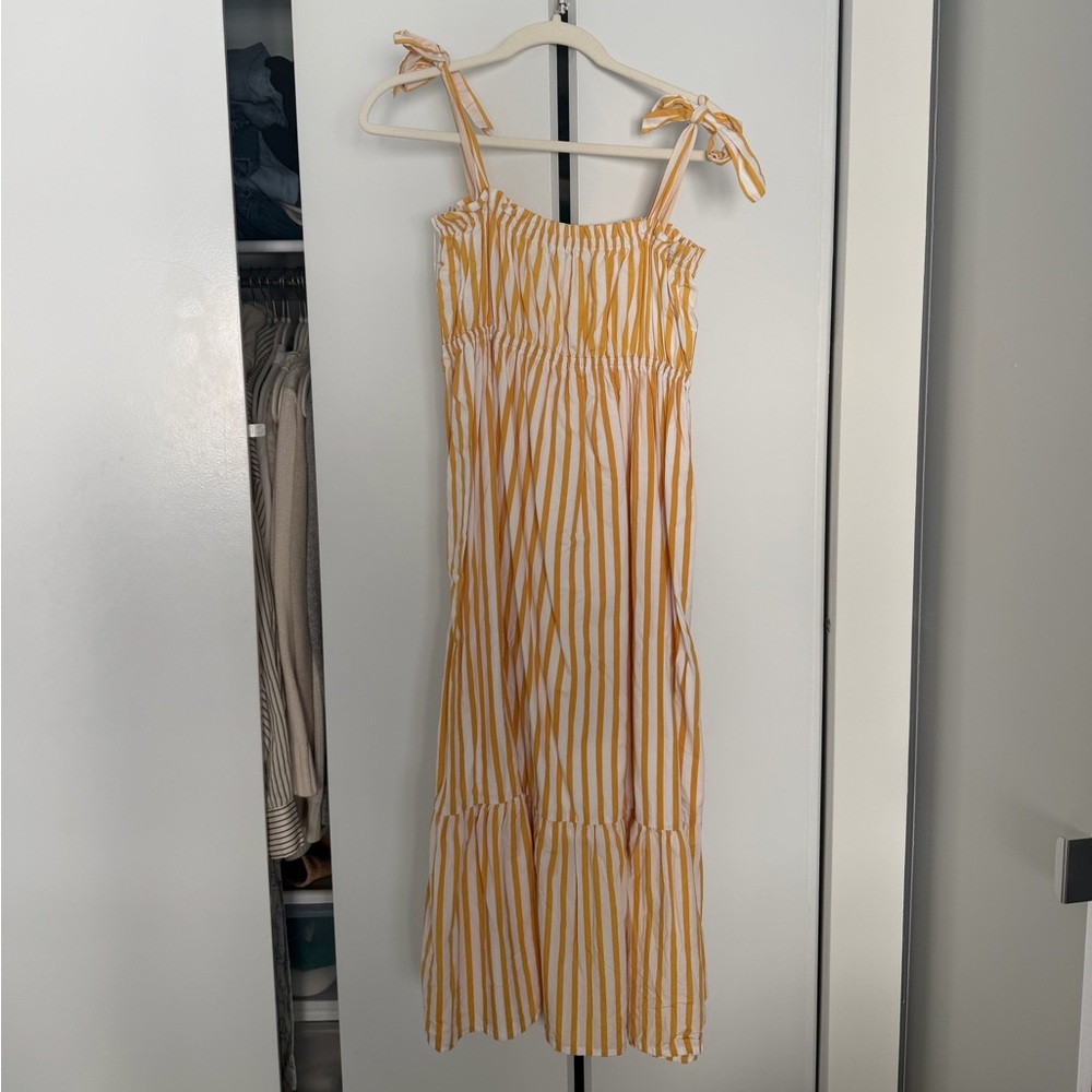 Faithfull the Brand Yellow and White Striped Sundress